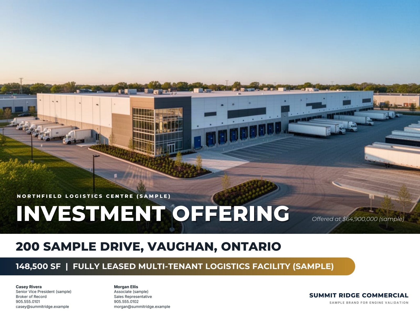 Sample page: Cover, from a fictitious test listing