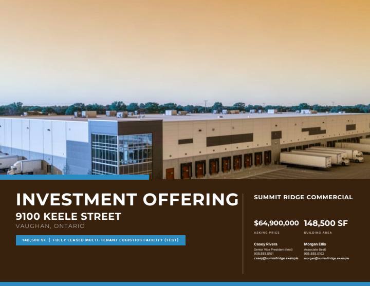 Bold theme cover, sample from a fictitious test listing