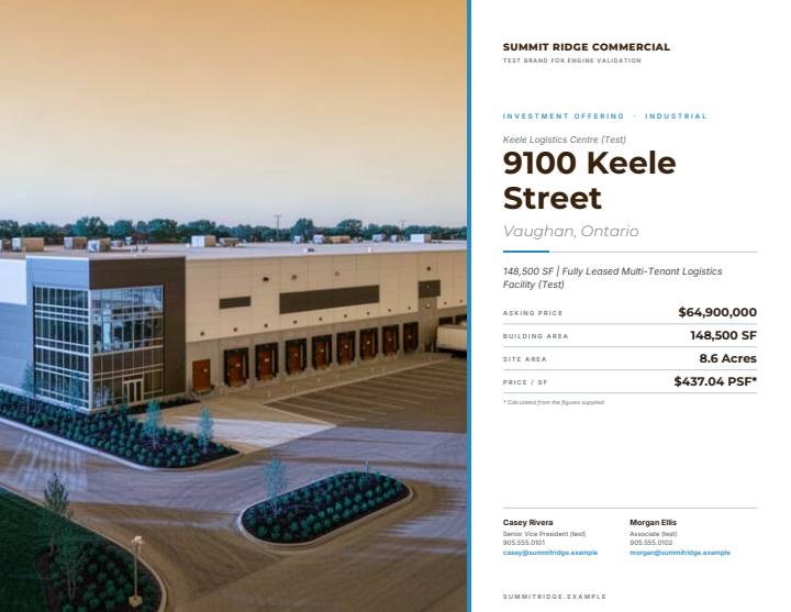 Editorial theme cover, sample from a fictitious test listing