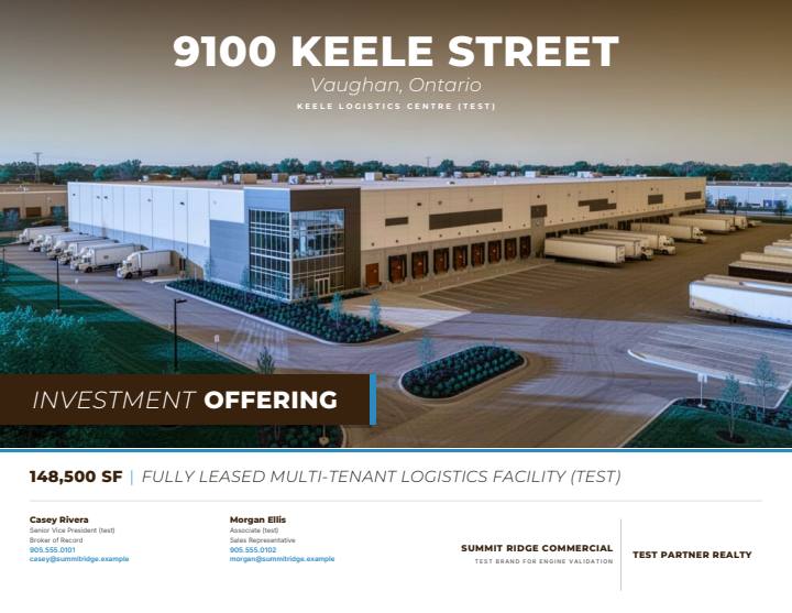 Panel theme cover, sample from a fictitious test listing