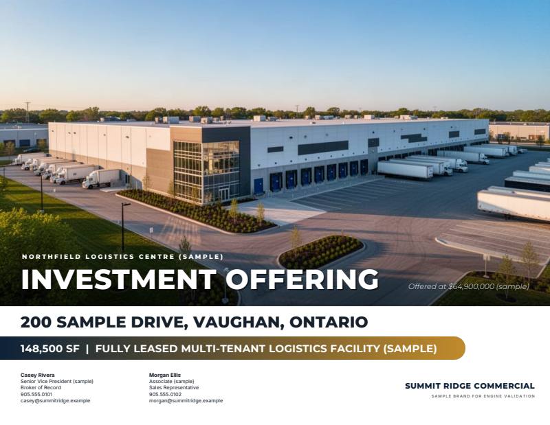 Banner theme cover, sample from a fictitious test listing