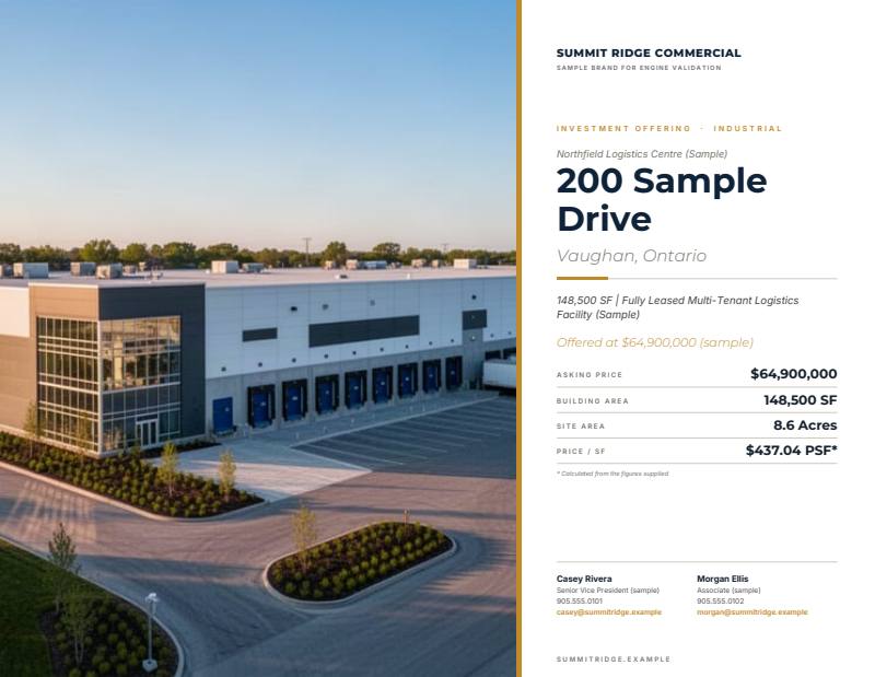 Editorial theme cover, sample from a fictitious test listing